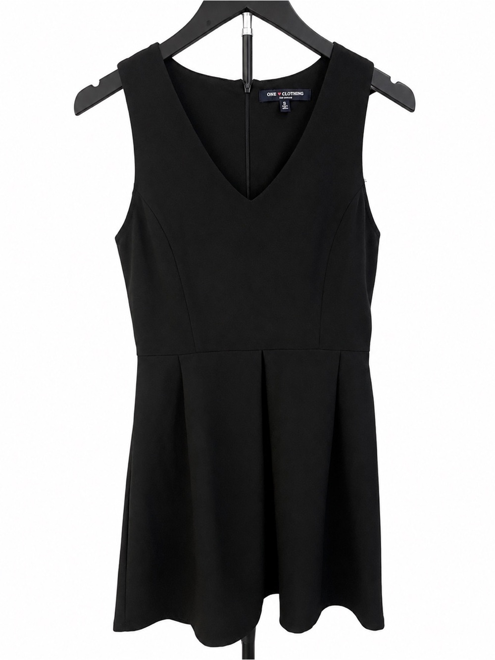 one clothing Black V-Neck Sleeveless Fit-and-Flare Mini Dress
